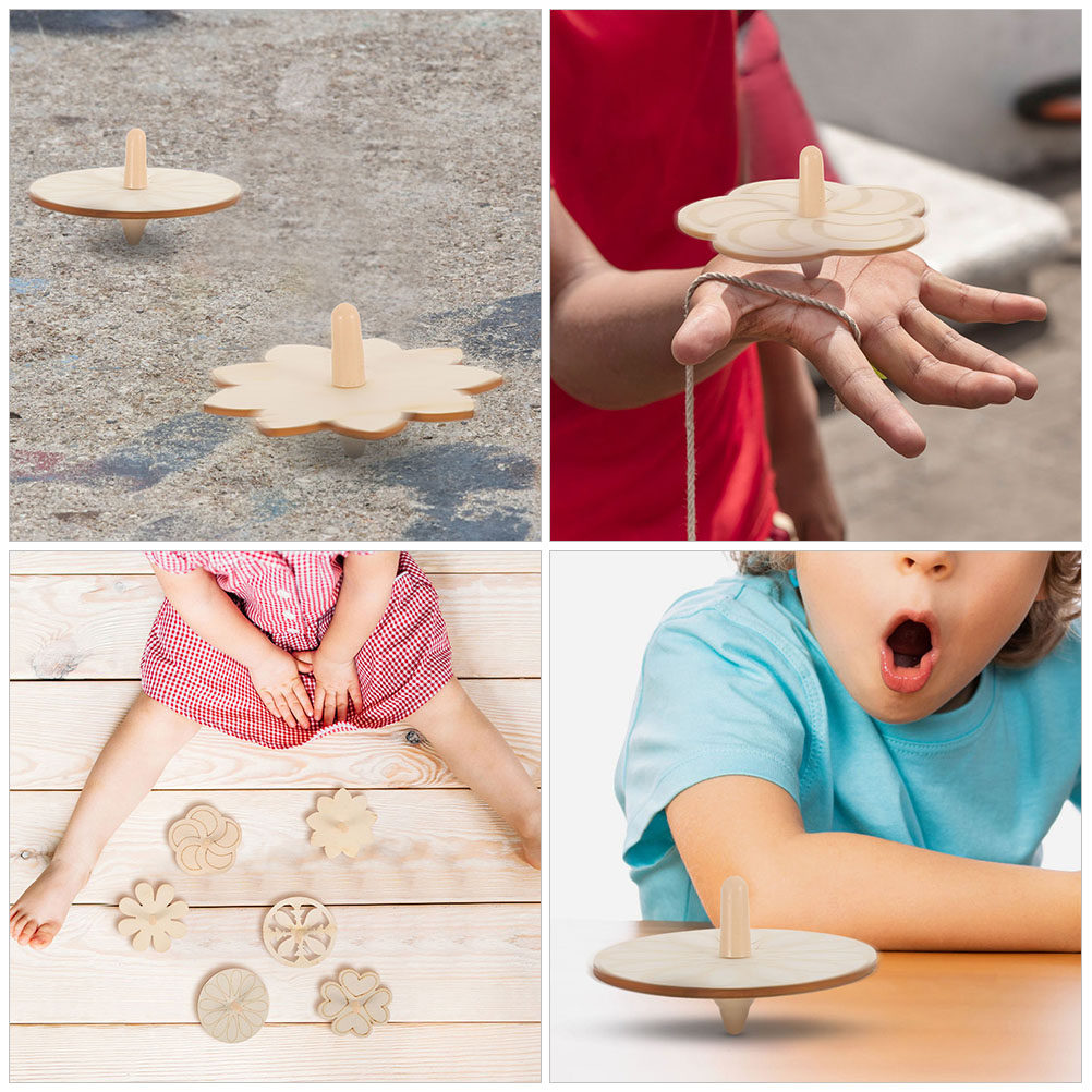 Spin Top Gyro Toy - 24Pcs Wooden Gyro Unfinished DIY Painting