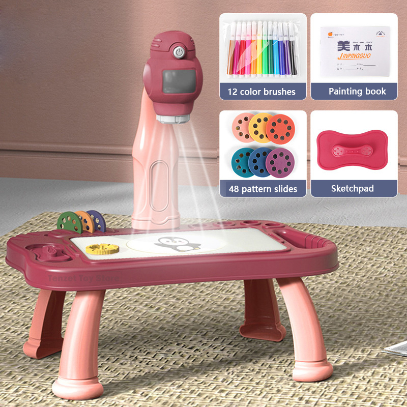 Learning Tablet Kids - Smart Projector Kids Painting Table Set