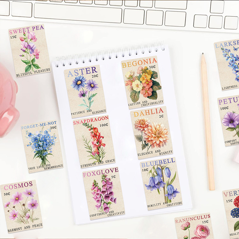 50PCS Vintage Flower Postage S - Kids Toys Vintage 评论和价格